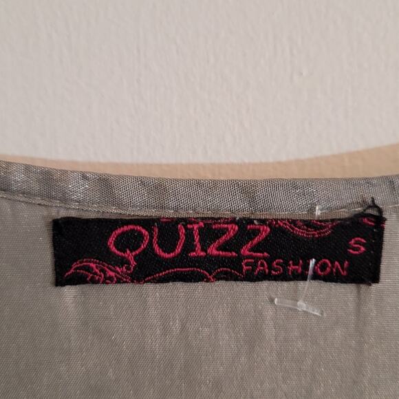 Quizz Fashion Gray Embroidered Layered Lagenlook Blouse Womens Small Boho Indie - Picture 7 of 8